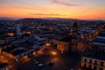 Vista panoramica di Subiaco al tramonto