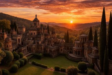 Panorama della Scarzuola al tramonto