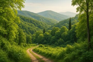 Sentiero panoramico immerso nel verde del Bosco Romagno nei Colli Orientali del Friuli