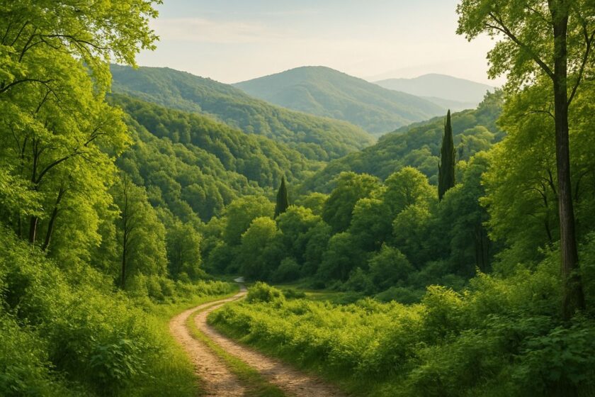 Sentiero panoramico immerso nel verde del Bosco Romagno nei Colli Orientali del Friuli