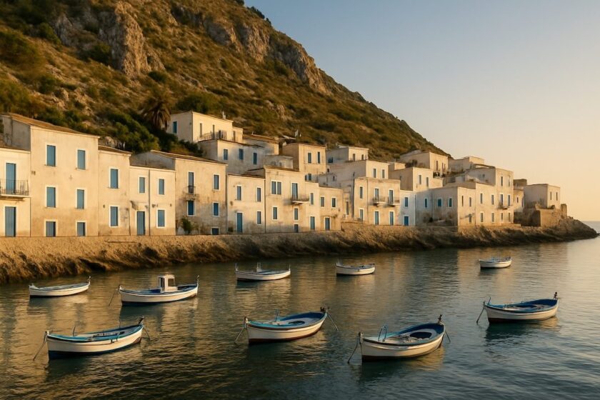 Vista sul porto di Levanzo al tramonto, ideale per iniziare l’itinerario in 7 giorni