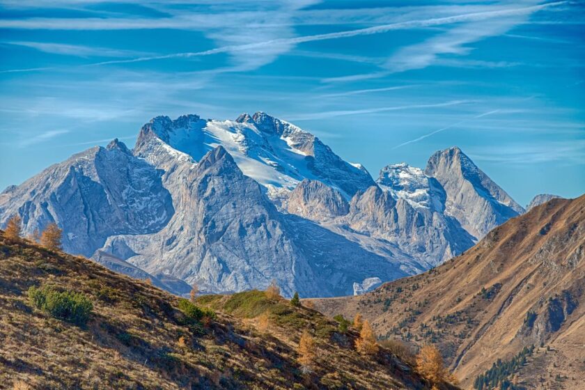 Sentiero Viel del Pan con panorama sulle Dolomiti